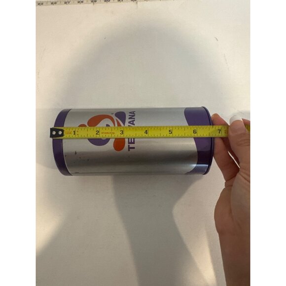 Vintage Teavana Tea Tin Canister 8 Oz Purple/Silver 6.75" x 3.25" AirTight EMPTY - Picture 6 of 7